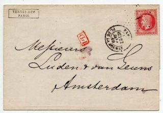 1869 France To Netherlands Cover,  Rare 80 Cents Napoleon Stamp,  Wow