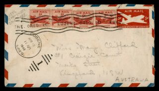 Dr Who 1948 Eugene Or Uprated Airmail Stationery To Australia E48461