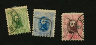 Norway Stamps Scott 32,  33,  & 34 All,  Hr
