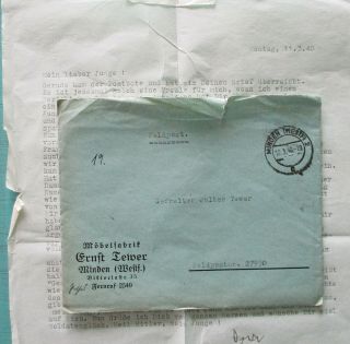 German Ww 2 Letter By Grandfather To Grandchild - Awesome Lines - Panzer Division