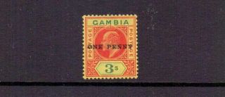 Gambia 1906 Edvii 1d On 3/ - Sg70 Mnh Cat £60