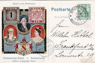 Germany Postcard Old Stamps Stuttgart Bahnhof 1906