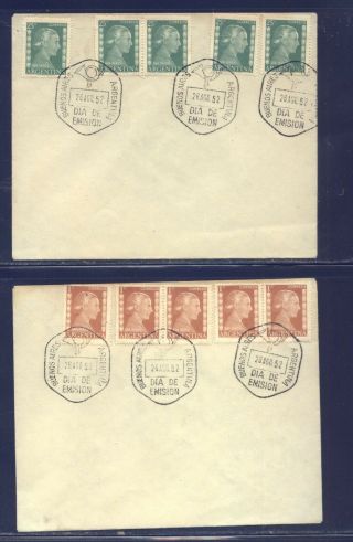 Argentina 2 Large Peron First Day Cancel Covers 1952 Ms0410