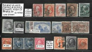 Usa 20 & Classics & Oldies Stamps.  High Cv $953.  20.