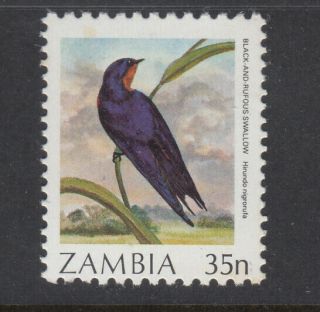 Zambia 1987 Sc 379 Black And Rufous Swallow Bird Never Hinged