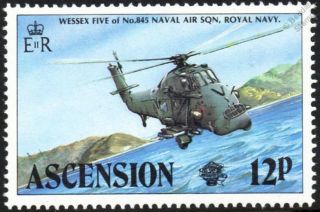 845 Naval Air Squadron Westland Wessex Helicopter Aircraft Stamp (ascension)