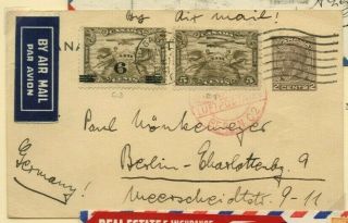 Airmail Post Card To Germany 1934 Cover Canada