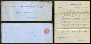 P840 - Toronto 1869 Crown Lands Office Cover With Letter To Prescott