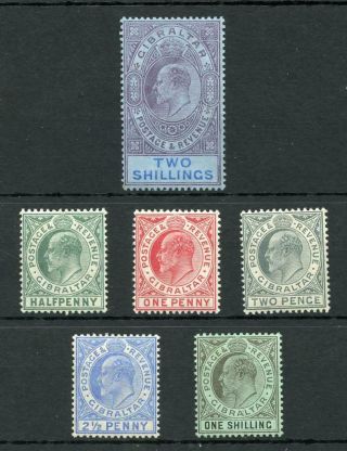 Gibraltar 1906 - 11 Values To 1s Sg66/72 (exc 6d) Fine Mlh /mm Cat £128
