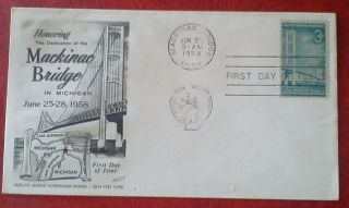 First Day Of Issue,  1958 Honoring Dedication Of The Mackinac Bridge,  1109