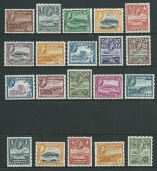 Antigua Sg120a - 134 1953 Definitives (incl Shades) Unhinged