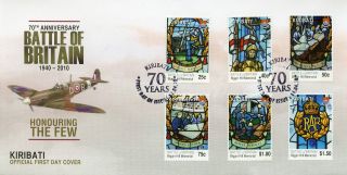 Kiribati 2010 Fdc Wwii Ww2 Battle Of Britain 70th Biggin Hill 6v Cover Stamps