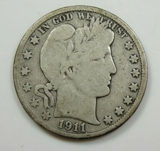 1911 D Barber Silver Half Dollar Vg Very Good Piece Hg - 2420