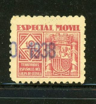 Spanish Guinea Bob Revenue - 10 Cs - 1938 Overprint - Rare