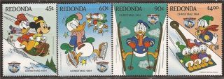 Redonda - 1984 Disney Christmas - 4 Stamp Set - 18d - 009