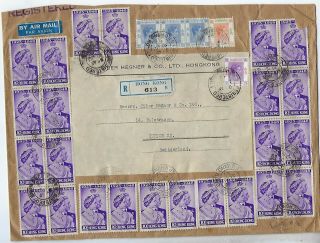 Hong Kong 1949 Registered Cover To Switzerland Multifranked Rsw 10c X 24
