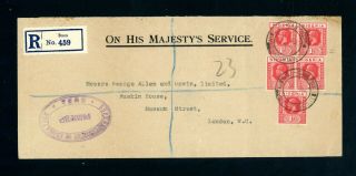 Cameroons Ohms Registered Cover From Buea To London 1933 (jy681)