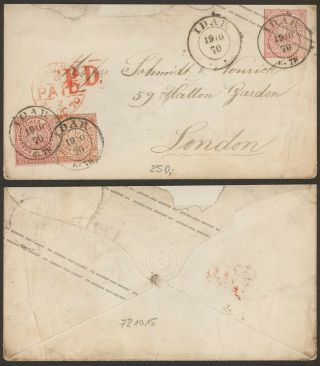 Germany North German Conf.  1870 - Postal Stationery Idar To England 36364