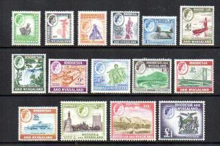 Rhodesia & Nyasaland: 1959 Qeii Set (15) Sg 18 - 31