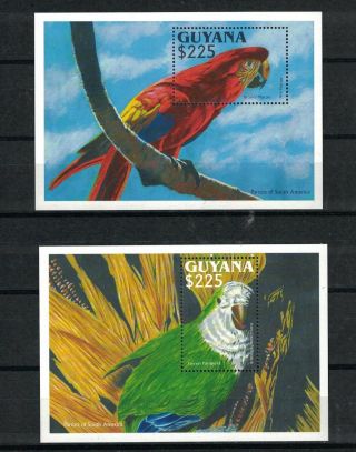 Guyana - Parrots.  Souvenir Sheets Of 1 Mnh Og.  02 Guyss2