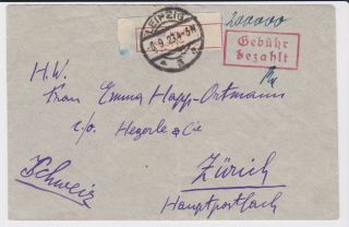 Germany Stamps 1923 Inflation Period Leipzig Gebuhr Bezahlt Postal History