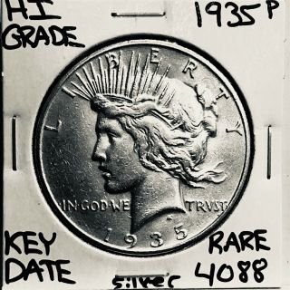 1935 P Peace Silver Dollar Hi Grade U.  S.  Rare Key Coin 4088