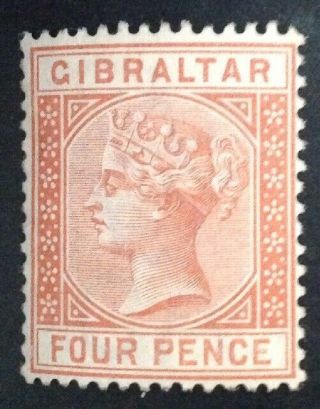 Gibraltar 1886 4d Orange Brown Stamp Hinged