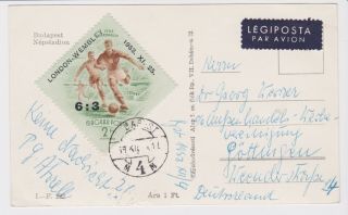 Stamps 1953 Hungary Souvenir Card Football V England 6 3 Win Postal History
