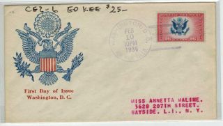 1936 Usa Airmail Special Delivery Fdc Ce2 - 6 Bicolor Eagle Stamp By Ed Kee