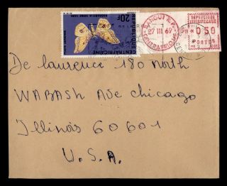 Dr Who 1969 Central African Republic Bangui Metered To Usa Butterfly E67599