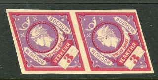 Germany; 1870s - 80s Early Local Privat Post Issue,  Bochum Imperf Pair
