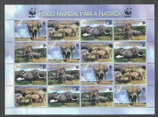 L1564 2002 Mozambique Fauna Wwf Elephants 1sh Mnh Stamps
