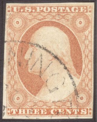 Us Stamp: 11a Plated 94l3,  1853 Yellowish Dull Red,  Ex.  Amonette