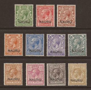 Nauru Kgv 1916 - 23 Sg1/12 ½d To 1/ - Overprint Set Of 11 - Mm / Lmm (jb7640)