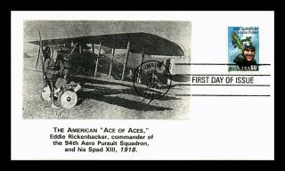 Us Cover Eddie Rickenbacker Spad Xiii Airplane Aviation Pioneer Fdc Pasted On