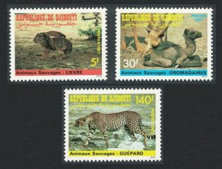 Djibouti Cheetah Hare Dromedary Wild Animals 3v Mnh Sg 1002 - 1004