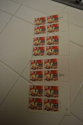 Hank Williams Scotts 2723a 11.  2 X 11.  4 Perfs 4 Stamp Plate Blocks