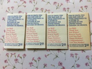 4 Books Of 10 X 22 Cent Usa Stamps (40 Stamps There Is Damage To The Back Of 12)