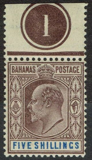 Bahamas 1902 Kevii 5/ - Plate 1 Mnh Wmk Crown Ca