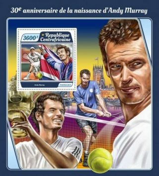 Central Africa - 2017 Andy Murray - Stamp Souvenir Sheet - Ca17505b