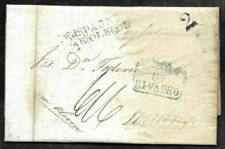 Spain 1836 Folded Letter Cover Rivadeo To London Via Oleron France