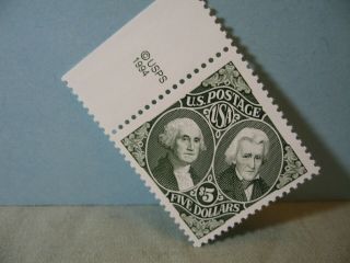 Single Washingto/jackson $5.  00 Usa Stamp,  1994,  Scott 2592,  Mnh,