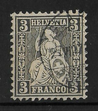 Switzerland 1862 - 1881 3 C Grey Black Michel 21 Cv €160
