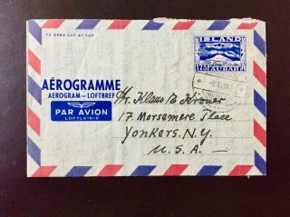 Iceland Early Aerogramme To Usa Long Letter 1954