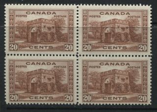 Canada 1938 20 Cents Block Of 4 Unmounted Nh