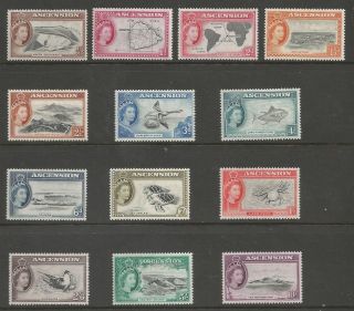 Ascension Sg57 - 69 The 1956 Qe2 Set Of 13 Fresh Lightly Mounted Cat £140