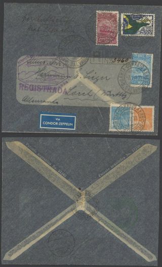 Brazil 1933 - Zeppelin Flight Air Mail Cover To Germany 30527/17
