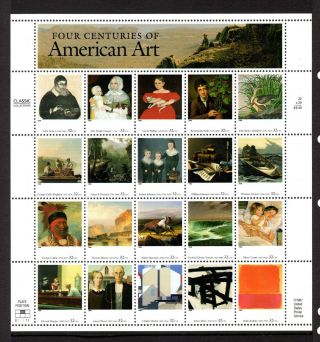 Usa 1997 Four Centuries Of American Art Mnh Sheetlet 20 X 32 Stamps Not Cat