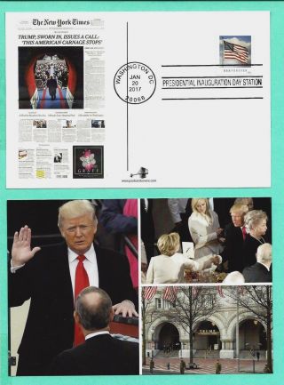 Donald Trump 2017 Inauguration 4x6 Full Color Postcard By Appel - With Flag Stamp