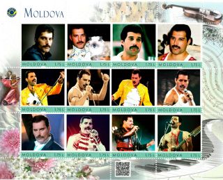 Moldova 2018,  Music,  Queen,  Freddie Mercury,  Sheetlet Of 12v